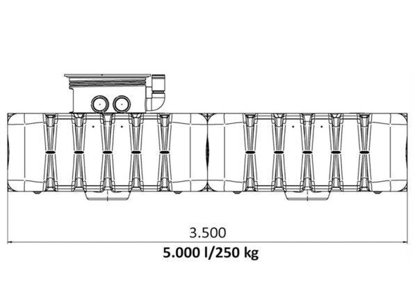 Ultraplatte kunststof regenwatertank - 5000 liter