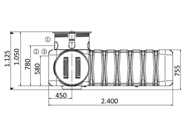 Ultraplatte kunststof regenwatertank - 5000 liter
