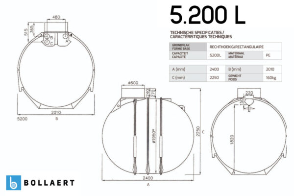 Ondergrondse septic tank in kunststof - 5200 liter