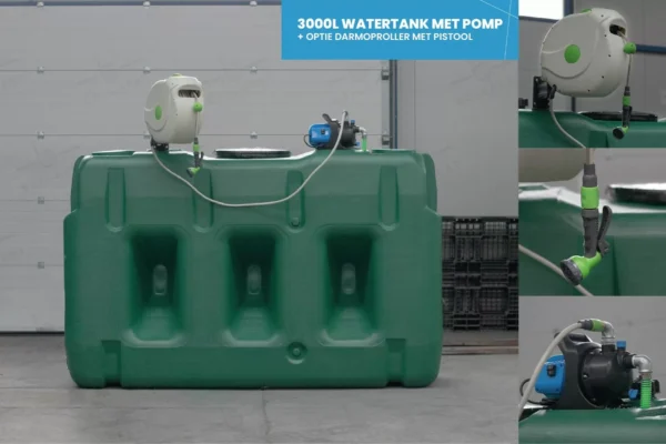 Bovengrondse Rechthoekige Regenwatertank - Met pomp - 3000 liter