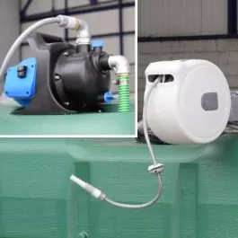 Pomp 600 Watt (3200 L/U) met slanghaspel, darm en pistool