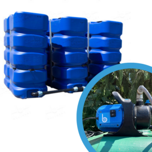 3 gekoppelde tanks van 2400 L - Met pomp