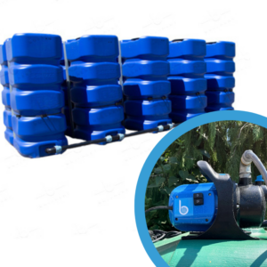 5 gekoppelde tanks van 2400 L - Met pomp
